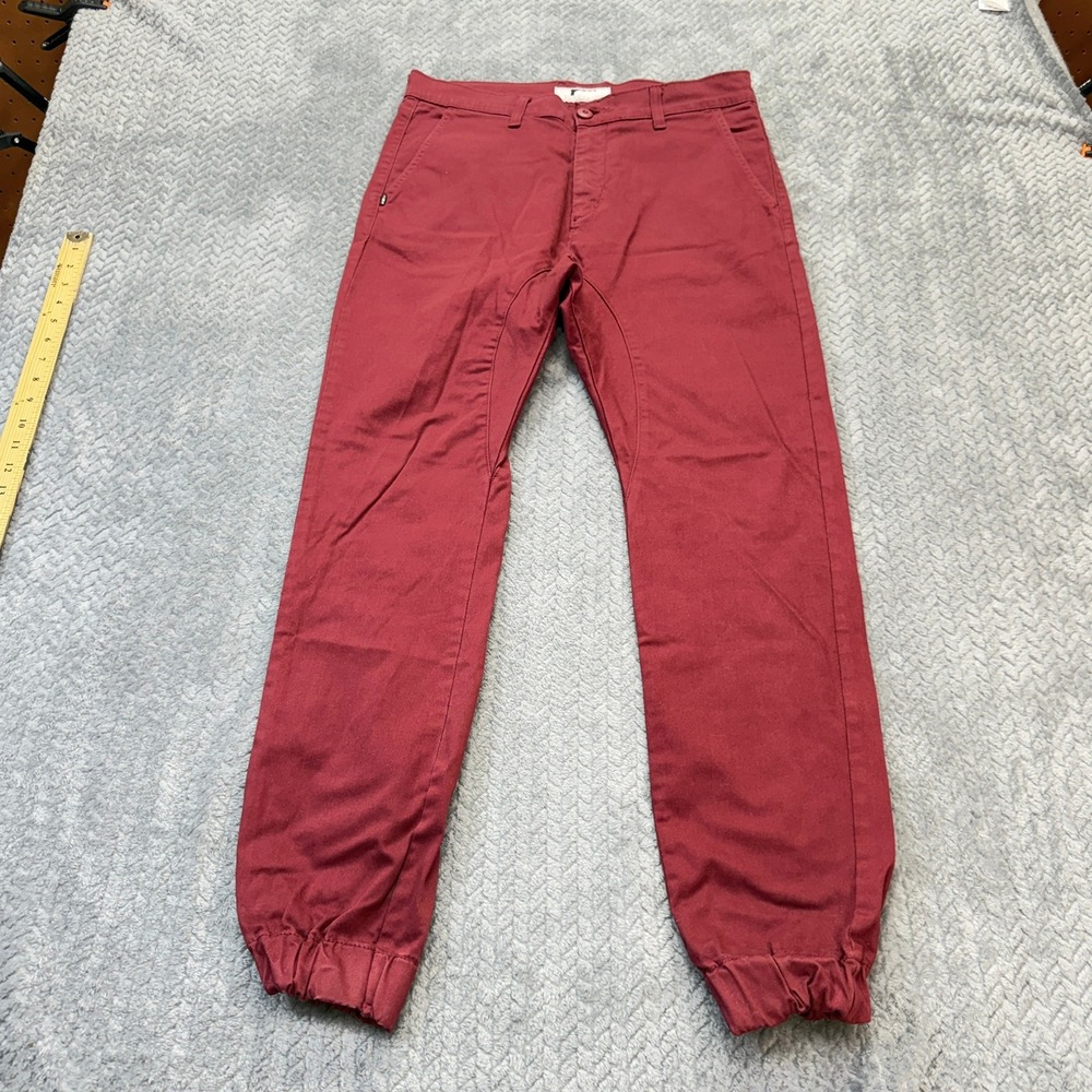 Golden Denim Silence is Golden Jogger Pants Mens 34 Burgundy Stretch Made in USA